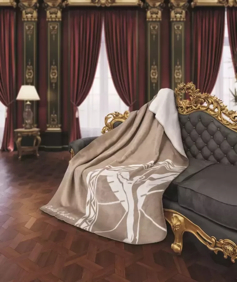 CARLO COLUCCI Deken Raphaela Icarus-logo en logo-opschrift knuffeldeken