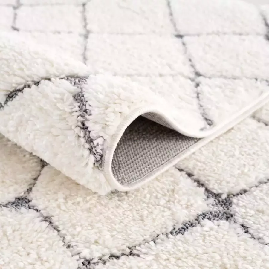 Carpet City Hoogpolig vloerkleed Focus 4497 bijzonder zacht ruiten-look 3d-effect