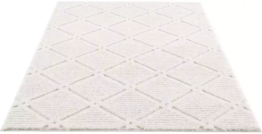 Carpet City Hoogpolig vloerkleed Focus 2997 bijzonder zacht unikleurig ruiten-look 3d-effect - Foto 7