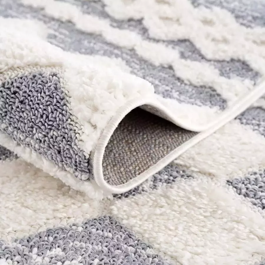 Carpet City Hoogpolig vloerkleed Focus 3050 Boho-vloerkleed bijzonder zacht 3D-effect ruitdessin - Foto 2