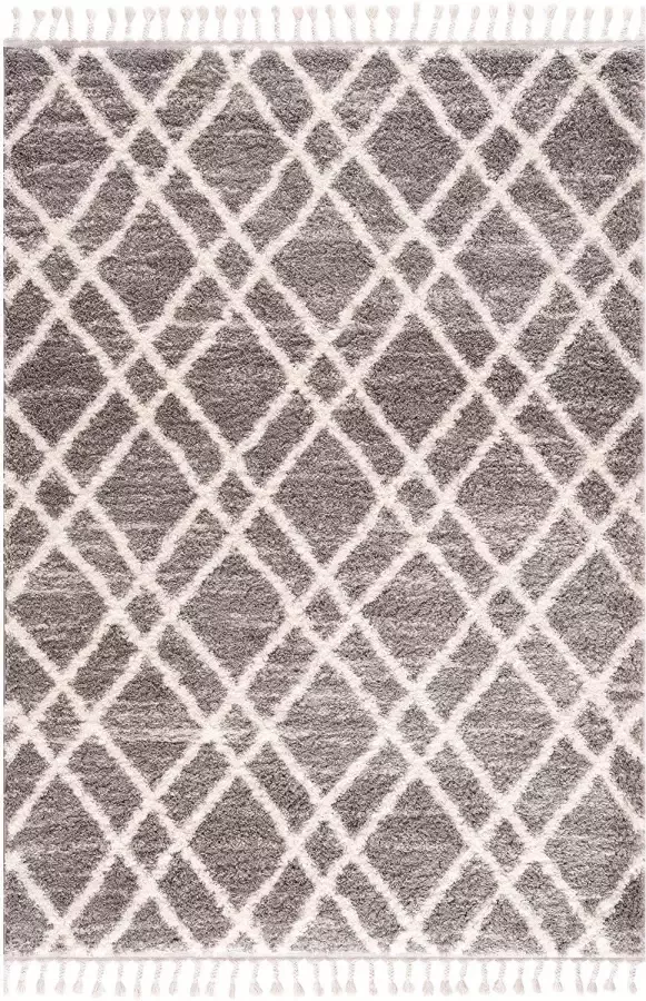 Carpet City Hoogpolig vloerkleed Pulpy 540 bijzonder zacht met franje ruiten-look - Foto 4