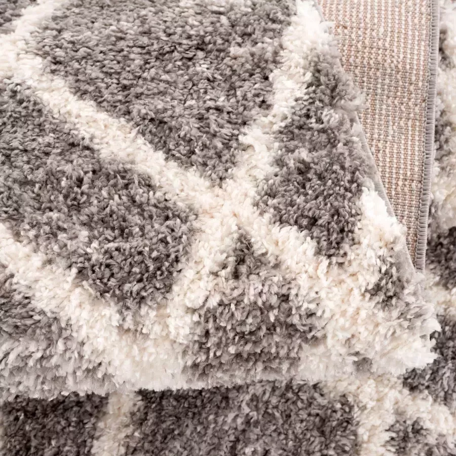Carpet City Hoogpolig vloerkleed Pulpy 540 bijzonder zacht met franje ruiten-look - Foto 1