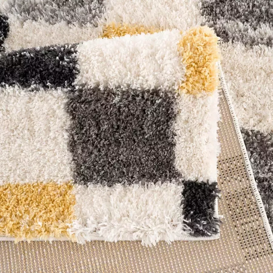 Carpet City Hoogpolig vloerkleed Pulpy 554 bijzonder zacht ruit-look ideaal voor woonkamer & slaapkamer