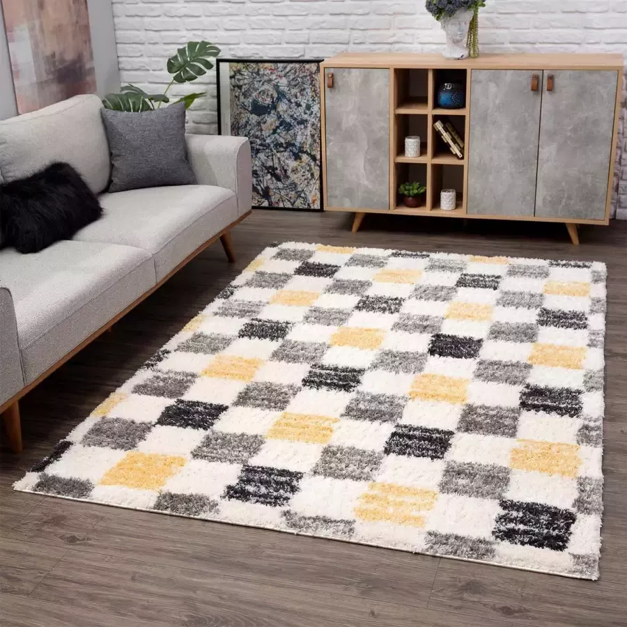 Carpet City Hoogpolig vloerkleed Pulpy 554 bijzonder zacht ruit-look ideaal voor woonkamer & slaapkamer - Foto 5