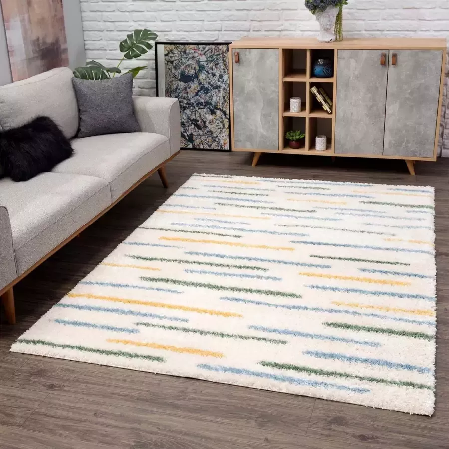 Carpet City Hoogpolig vloerkleed Pulpy 562 bijzonder zacht streep-look ideaal voor woonkamer & slaapkamer - Foto 5