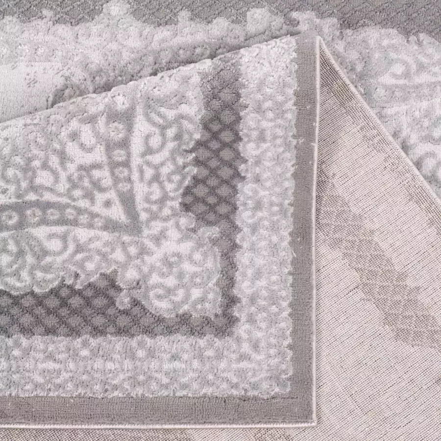 Carpet City Vloerkleed Platina 7741 Korte pool ornamenten glanzend door polyester