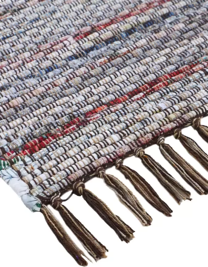 Carpetfine Vloerkleed Kelim Chindi handgeweven patchwork tapijt met franjes ook verkrijgbaar in loperformaten - Foto 2