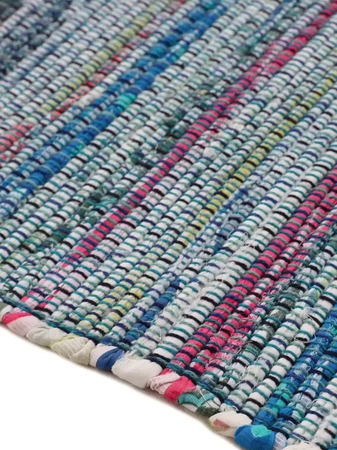Carpetfine Vloerkleed Kelim Chindi handgeweven patchwork tapijt met franjes ook verkrijgbaar in loperformaten
