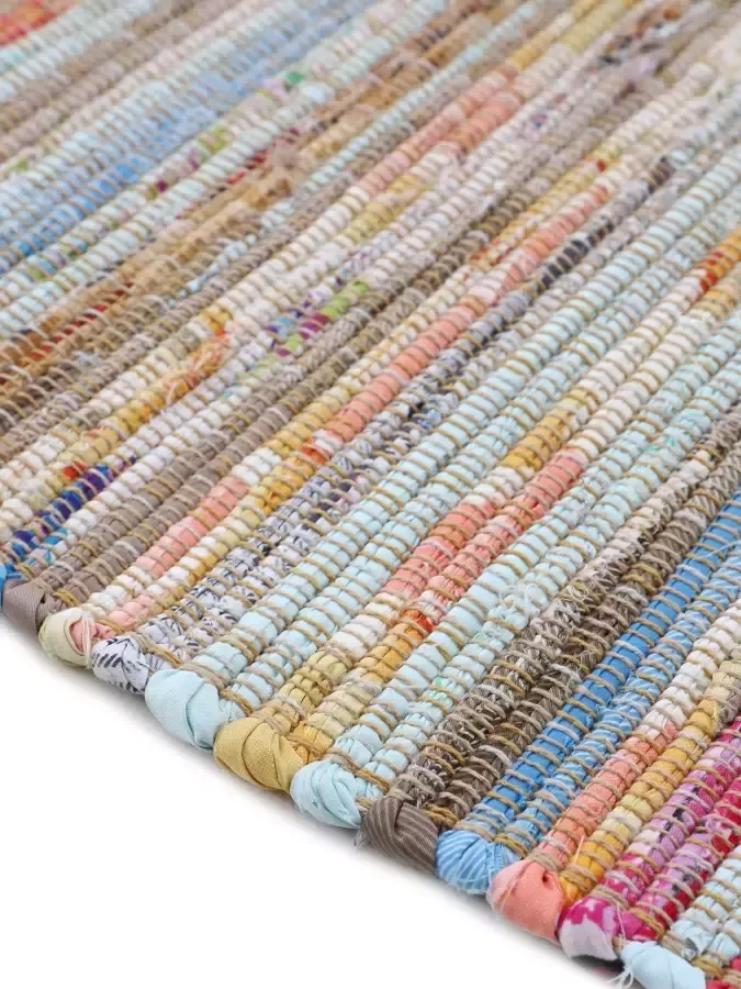 Carpetfine Vloerkleed Kelim Chindi handgeweven patchwork tapijt met franjes ook verkrijgbaar in loperformaten - Foto 1