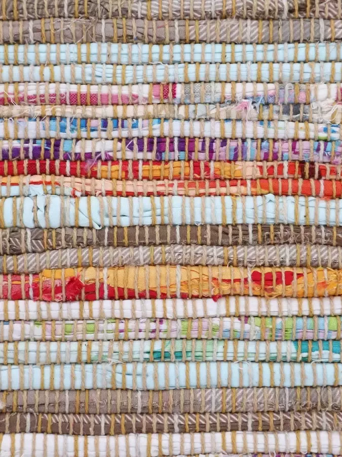 Carpetfine Vloerkleed Kelim Chindi handgeweven patchwork tapijt met franjes ook verkrijgbaar in loperformaten - Foto 2
