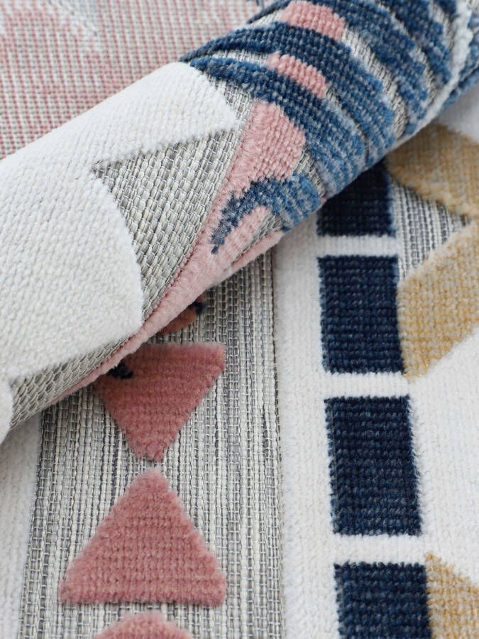 Carpetfine Vloerkleed Deja 101 robust vlakweefsel motief florale palmbladeren hoog-laag effect