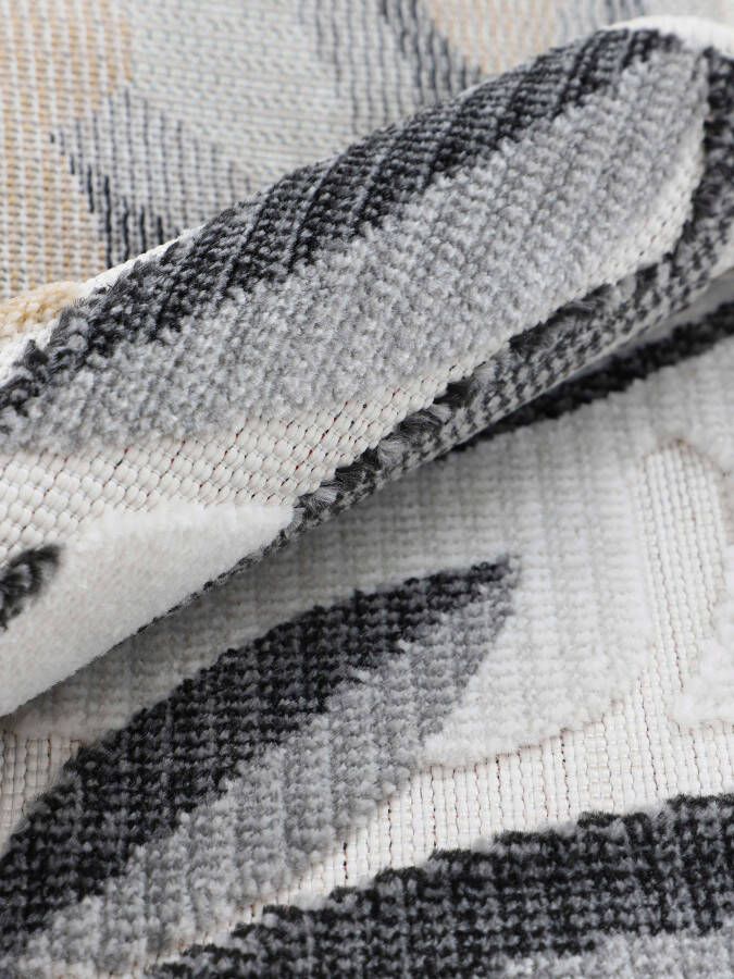 Carpetfine Vloerkleed Deja 102 robust vlakweefsel motief florale palmbladeren hoog-laag effect