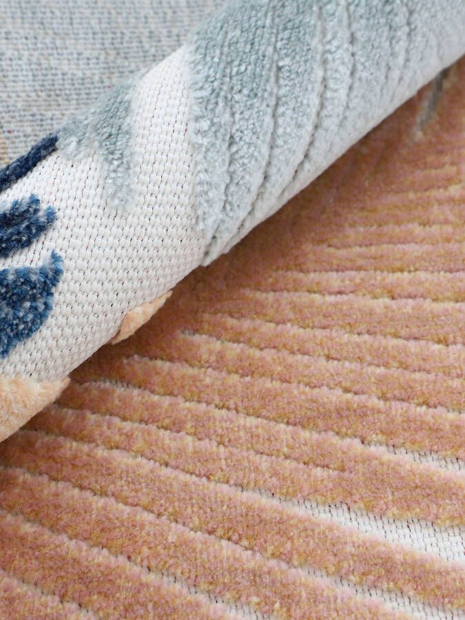 Carpetfine Vloerkleed Deja 104 robust vlakweefsel motief florale palmbladeren hoog-laag effect - Foto 2