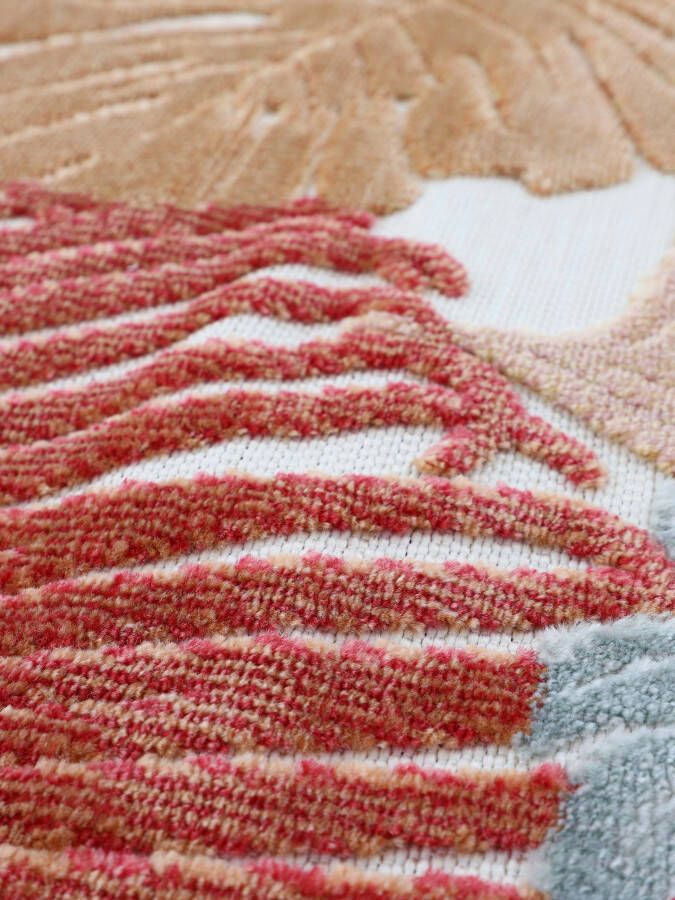 Carpetfine Vloerkleed Deja 104 robust vlakweefsel motief florale palmbladeren hoog-laag effect - Foto 5