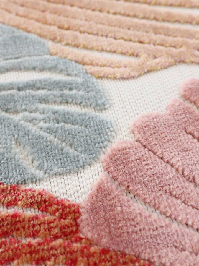 Carpetfine Vloerkleed Deja 104 robust vlakweefsel motief florale palmbladeren hoog-laag effect - Foto 6