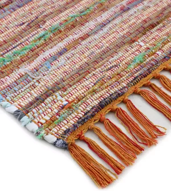 Carpetfine Vloerkleed Kelim Chindi handgeweven patchwork tapijt met franjes ook verkrijgbaar in loperformaten - Foto 5