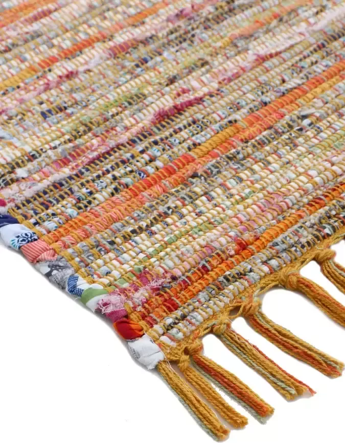 Carpetfine Vloerkleed Kelim Chindi handgeweven patchwork tapijt met franjes ook verkrijgbaar in loperformaten - Foto 3