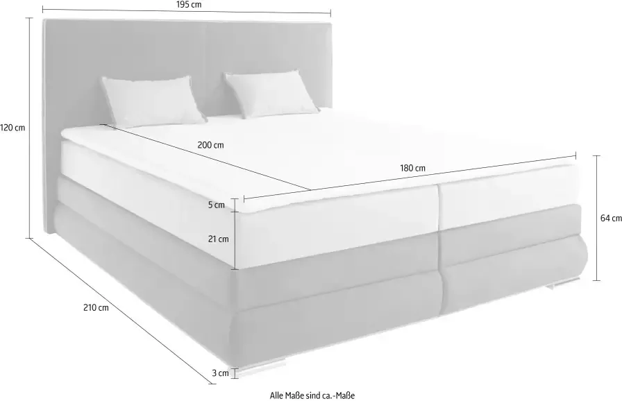 COLLECTION AB Boxspring inclusief 2 sierkussens bedkist en topmatras - Foto 6