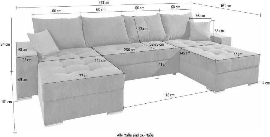 COLLECTION AB Zithoek JOSY incl. slaapfunctie bedbox en sierkussens met 2 recamiere uiteindes - Foto 2