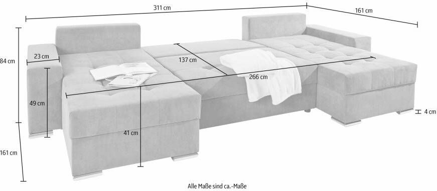 COLLECTION AB Zithoek JOSY incl. slaapfunctie bedbox en sierkussens met 2 recamiere uiteindes - Foto 8