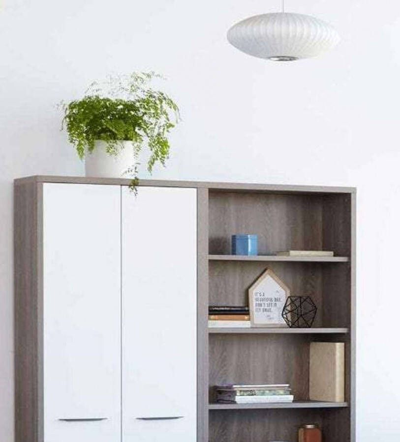 Composad Archiefkast DISEGNO boekenkast 2 deuren fronten gelakt verstelbare planken hoogte 217 cm 100% gerecycled hout made in italy