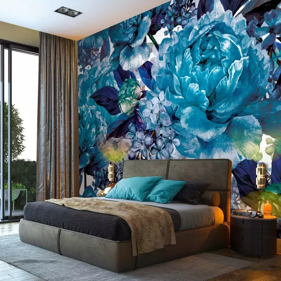 Consalnet Vliesbehang Blauwe motief met bloem