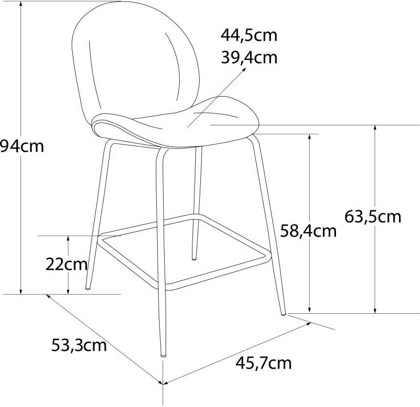 CosmoLiving by Cosmopolitan Barkruk Astor Zacht verdikte zitting en rugleuning messingkleurig frame zithoogte 63 cm (1 stuk) - Foto 4