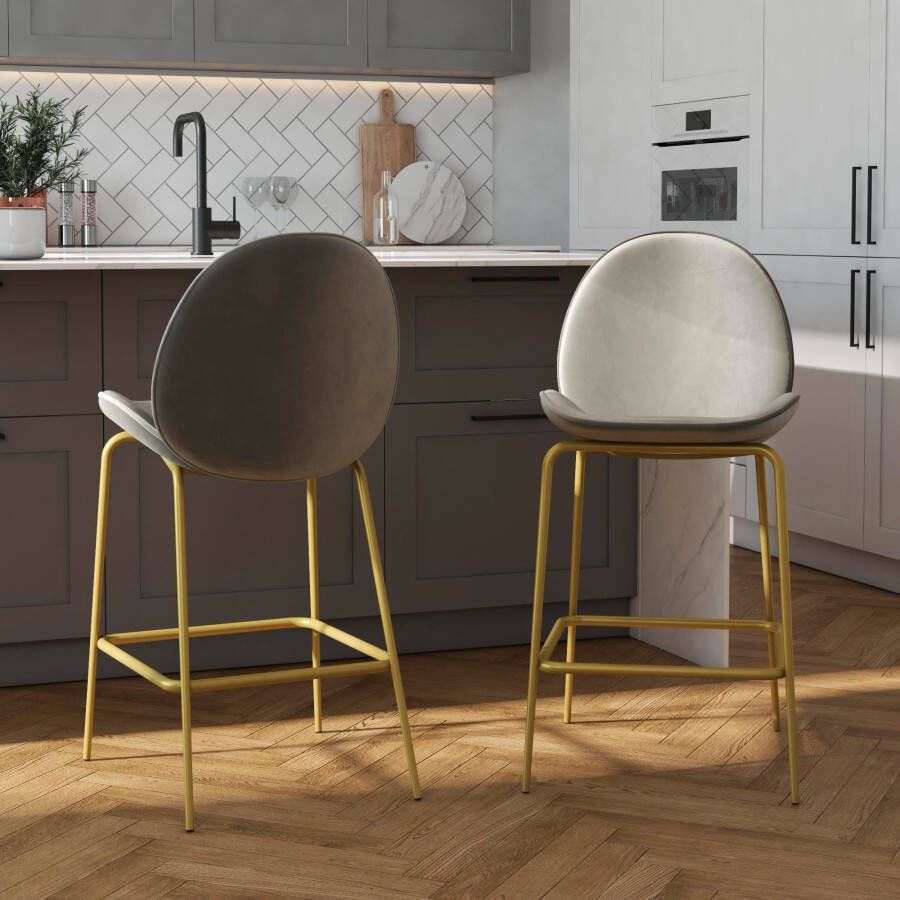 CosmoLiving by Cosmopolitan Barkruk Astor Zacht verdikte zitting en rugleuning messingkleurig frame zithoogte 63 cm (1 stuk) - Foto 2