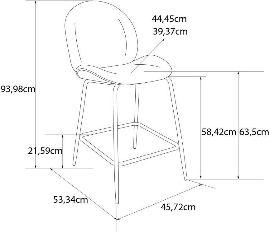 CosmoLiving by Cosmopolitan Barkruk Astor Zacht verdikte zitting en rugleuning messingkleurig frame zithoogte 63 cm (1 stuk) - Foto 4