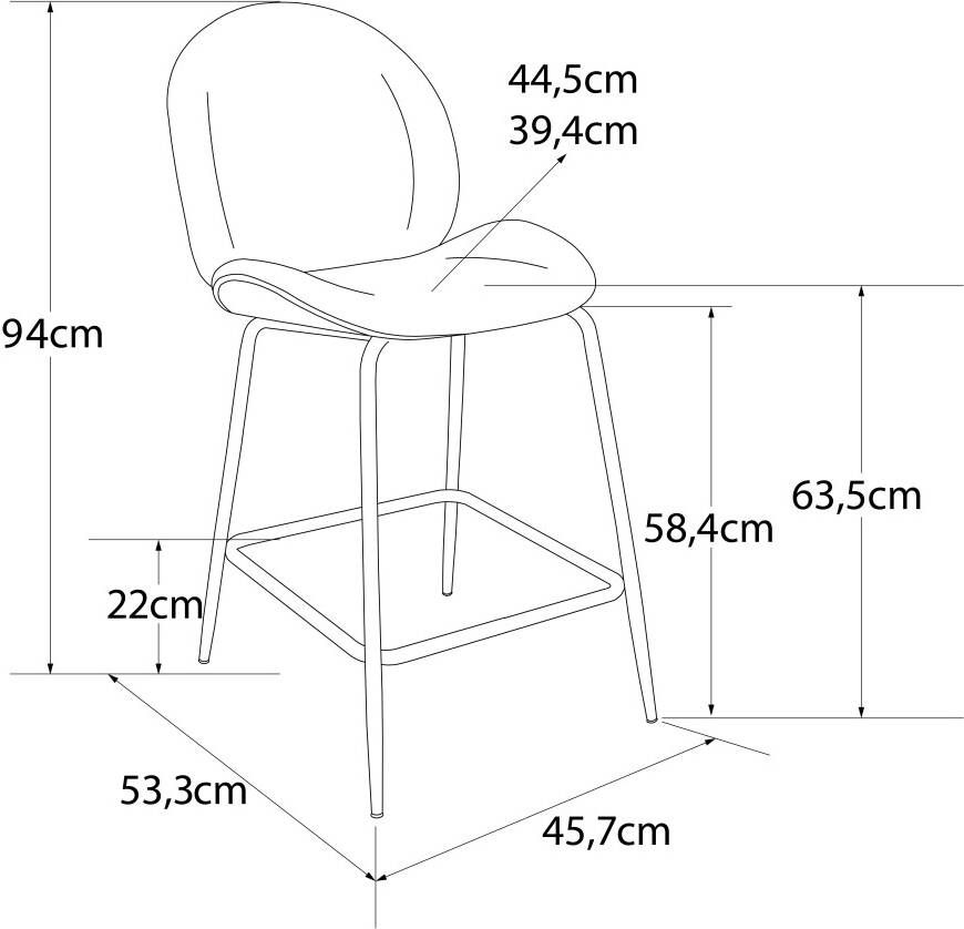 CosmoLiving by Cosmopolitan Barkruk Astor Zacht verdikte zitting en rugleuning messingkleurig frame zithoogte 63 cm (1 stuk) - Foto 4
