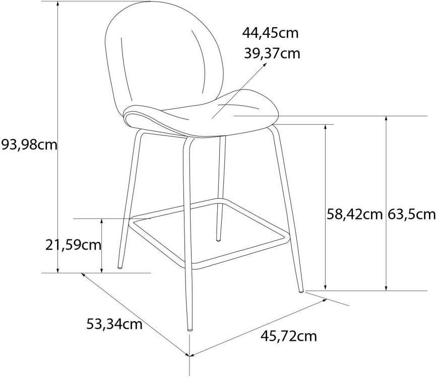 CosmoLiving by Cosmopolitan Barkruk Astor Zacht verdikte zitting en rugleuning messingkleurig frame zithoogte 63 cm (1 stuk) - Foto 4