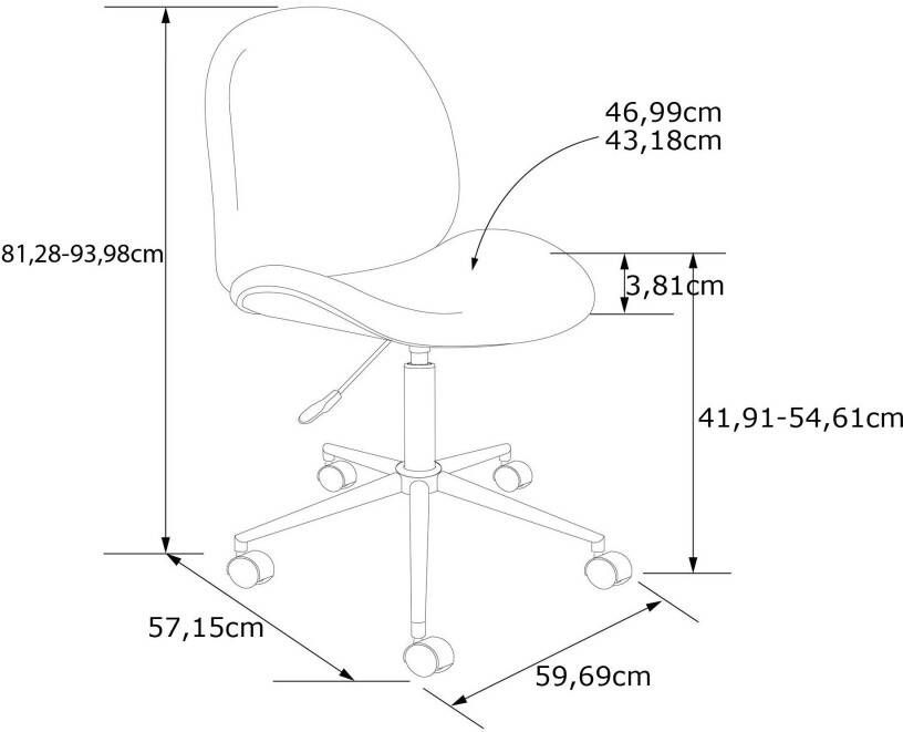 CosmoLiving by Cosmopolitan Bureaustoel Astor 360° draaifunctie metalen frame zithoogte 43-54 cm (1 stuk) - Foto 5