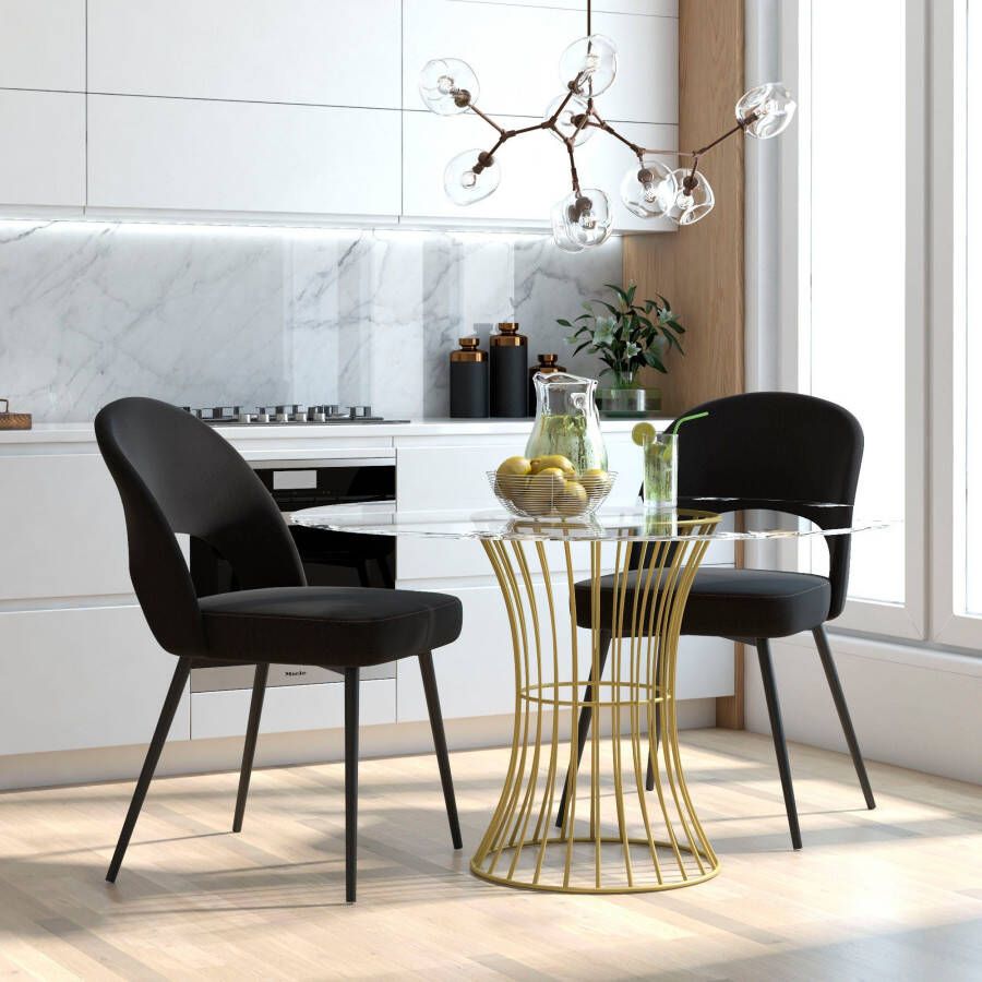 CosmoLiving by Cosmopolitan Eetkamerstoel Astor Zacht verdikte zitting en rugleuning messingkleurig frame zithoogte 47 cm (1 stuk) - Foto 2