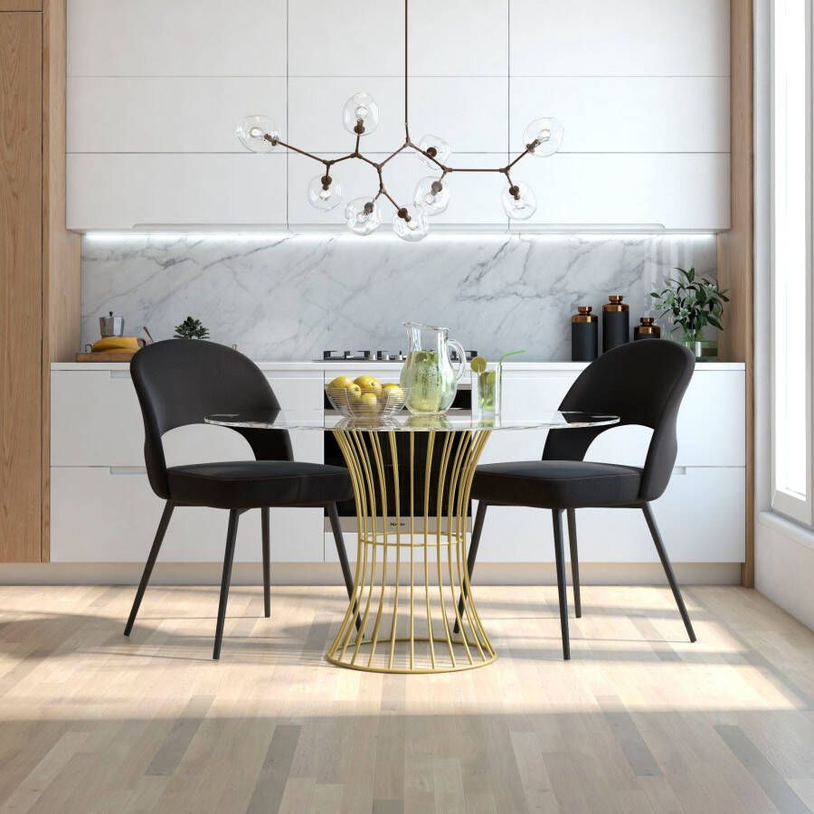 CosmoLiving by Cosmopolitan Eetkamerstoel Astor Zacht verdikte zitting en rugleuning messingkleurig frame zithoogte 47 cm (1 stuk) - Foto 4