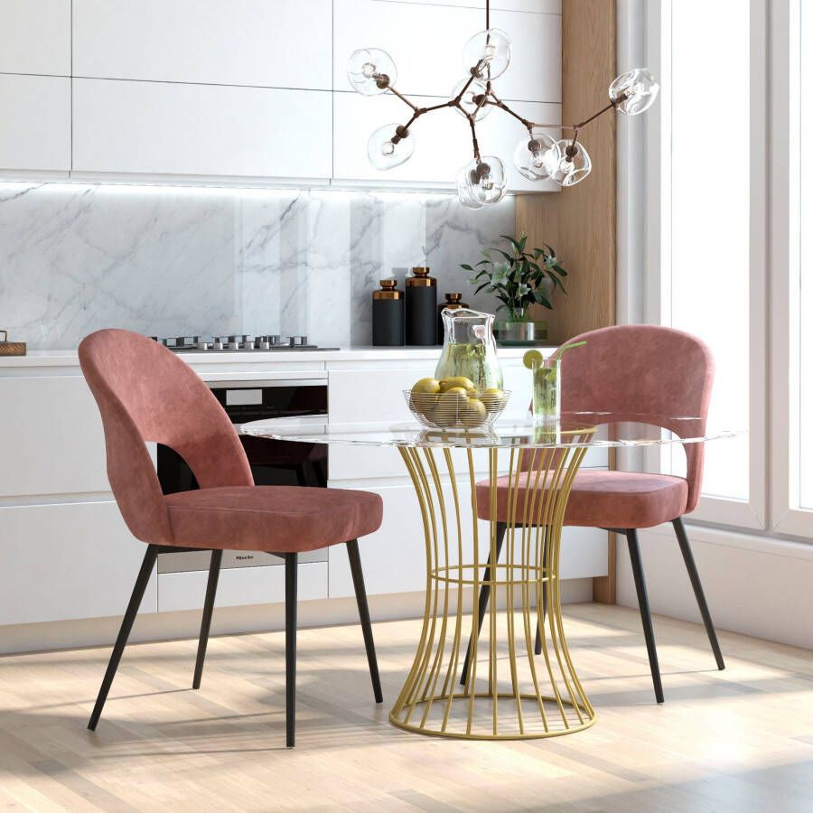 CosmoLiving by Cosmopolitan Eetkamerstoel Astor Zacht verdikte zitting en rugleuning messingkleurig frame zithoogte 47 cm (1 stuk)