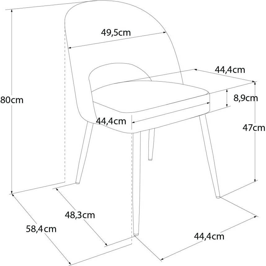CosmoLiving by Cosmopolitan Eetkamerstoel Astor Zacht verdikte zitting en rugleuning messingkleurig frame zithoogte 47 cm (1 stuk) - Foto 9