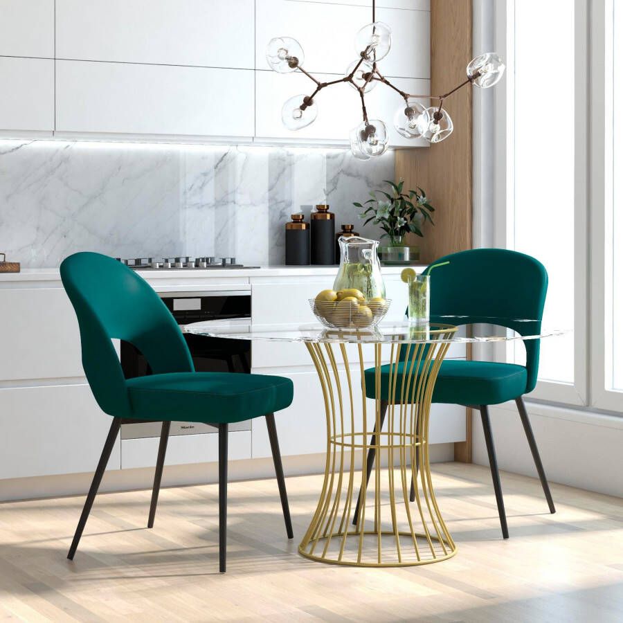CosmoLiving by Cosmopolitan Alexi gestoffeerde eetkamerstoel smaragdgroen fluweel