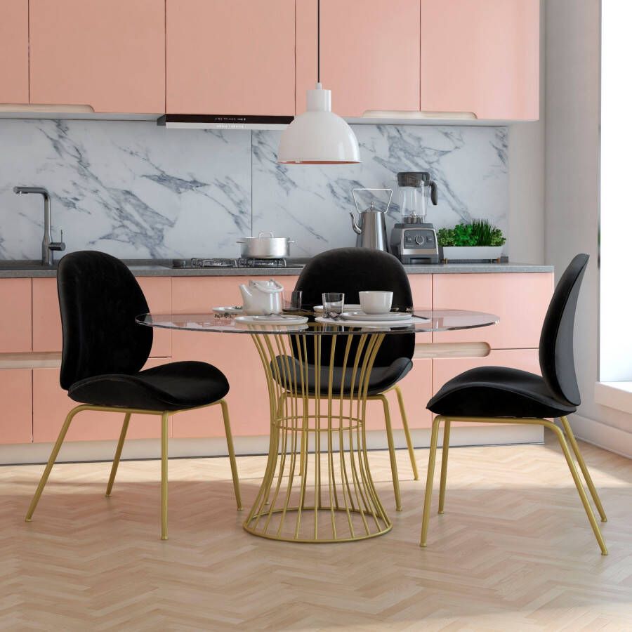 CosmoLiving by Cosmopolitan Eetkamerstoel Astor Zacht verdikte zitting en rugleuning messingkleurig frame zithoogte 47 cm (1 stuk)