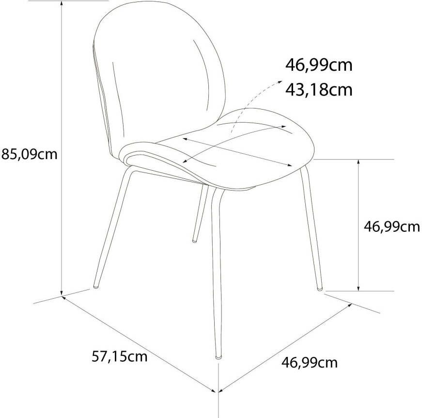 CosmoLiving by Cosmopolitan Eetkamerstoel Astor Zacht verdikte zitting en rugleuning messingkleurig frame zithoogte 47 cm (1 stuk) - Foto 4