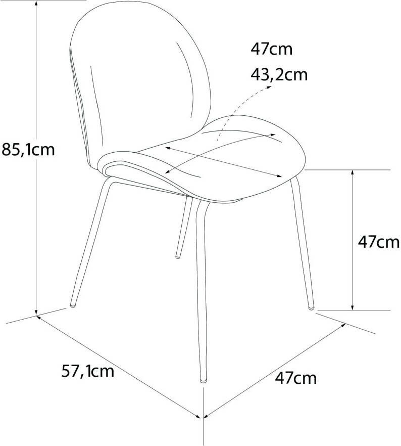 CosmoLiving by Cosmopolitan Eetkamerstoel Astor Zacht verdikte zitting en rugleuning messingkleurig frame zithoogte 47 cm (1 stuk) - Foto 11