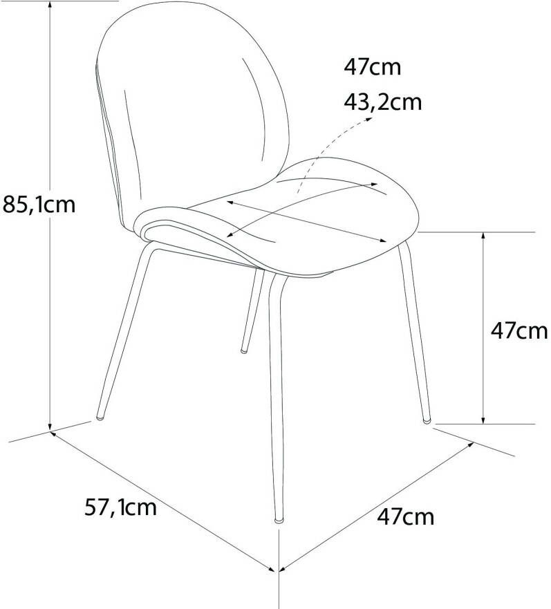 CosmoLiving by Cosmopolitan Eetkamerstoel Astor Zacht verdikte zitting en rugleuning messingkleurig frame zithoogte 47 cm (1 stuk) - Foto 4