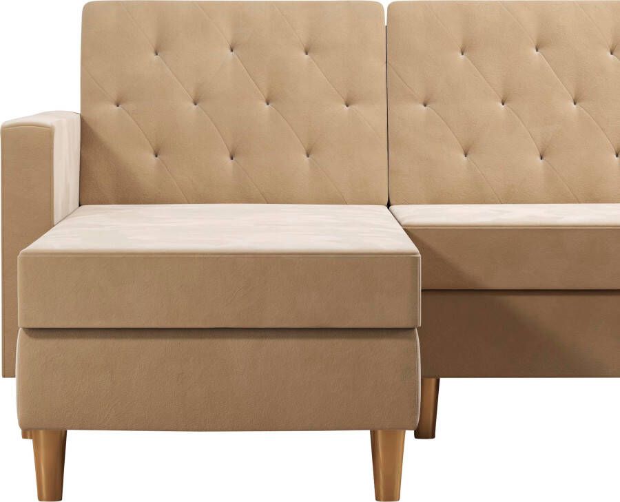 CosmoLiving by Cosmopolitan Hoekbank Liberty L-vorm met slaapfunctie récamier aan beide kanten te monteren zithoogte 43 cm - Foto 8