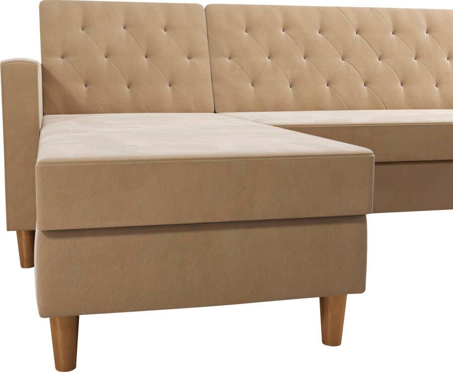 CosmoLiving by Cosmopolitan Hoekbank Liberty L-vorm met slaapfunctie récamier aan beide kanten te monteren zithoogte 43 cm - Foto 7