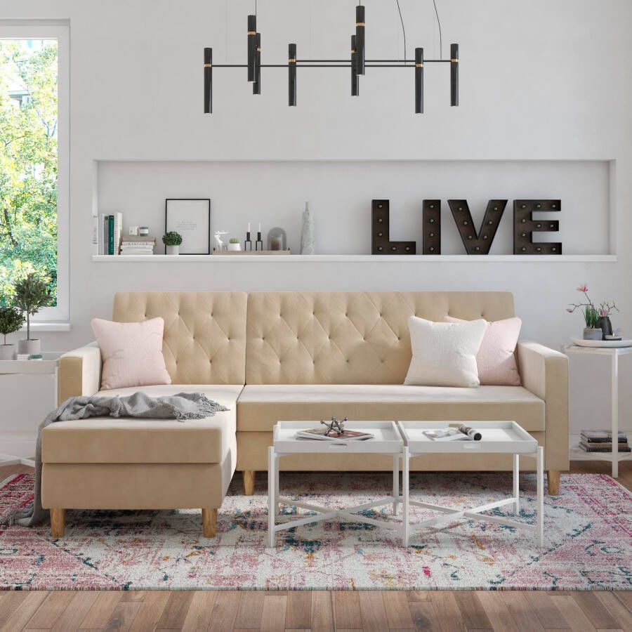 CosmoLiving by Cosmopolitan Hoekbank Liberty L-vorm met slaapfunctie récamier aan beide kanten te monteren zithoogte 43 cm - Foto 3