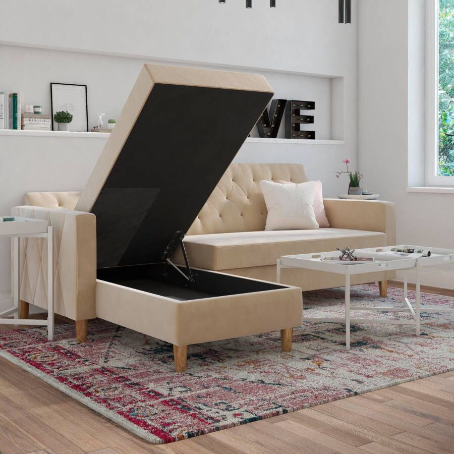 CosmoLiving by Cosmopolitan Hoekbank Liberty L-vorm met slaapfunctie récamier aan beide kanten te monteren zithoogte 43 cm - Foto 4