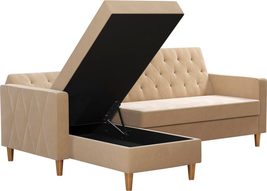 CosmoLiving by Cosmopolitan Hoekbank Liberty L-vorm met slaapfunctie récamier aan beide kanten te monteren zithoogte 43 cm - Foto 11