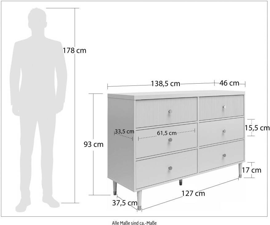 CosmoLiving by Cosmopolitan Elizabeth dressoir met 6 lades. Duif grijs - Foto 4