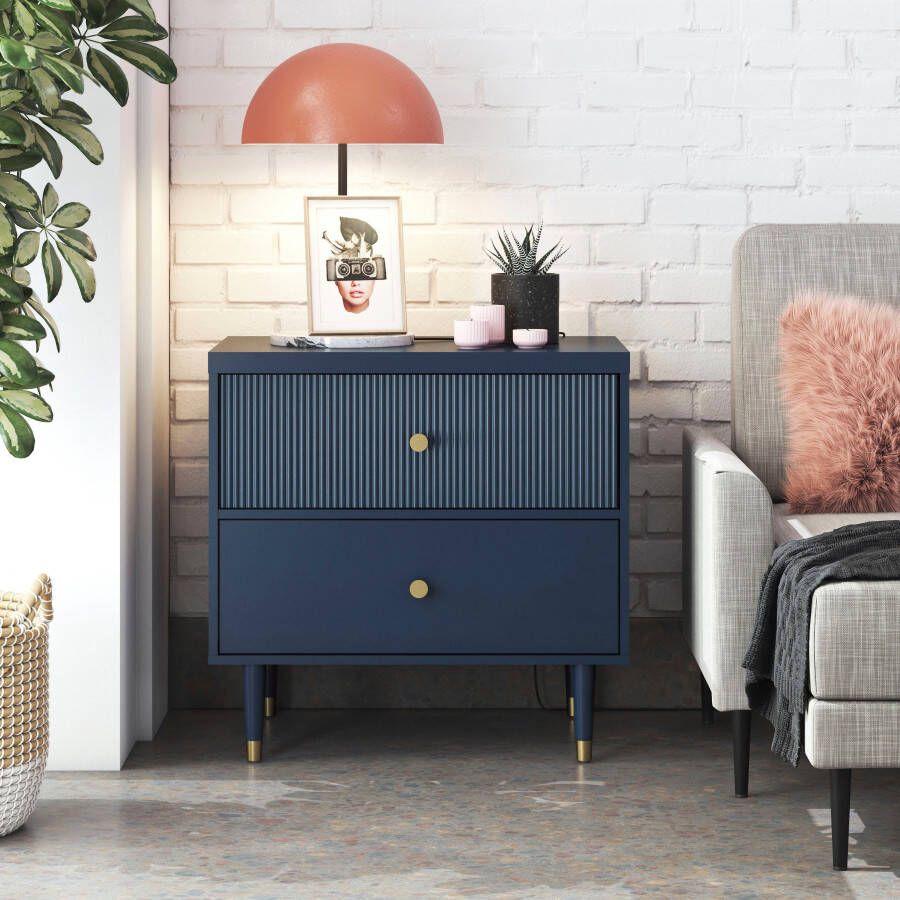 CosmoLiving by Cosmopolitan Nachtkastje Elizabeth 2 laden gestructureerd ladefront breedte 70 cm hoogte 68 5 cm - Foto 4