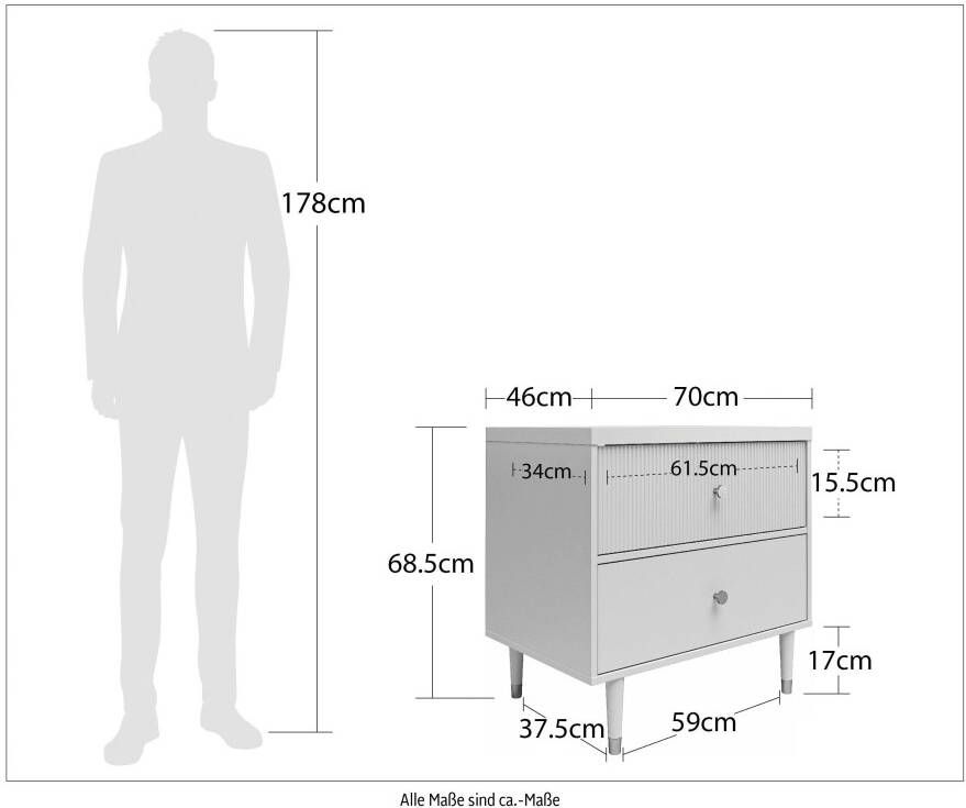 CosmoLiving by Cosmopolitan Nachtkastje Elizabeth 2 laden gestructureerd ladefront breedte 70 cm hoogte 68 5 cm - Foto 6