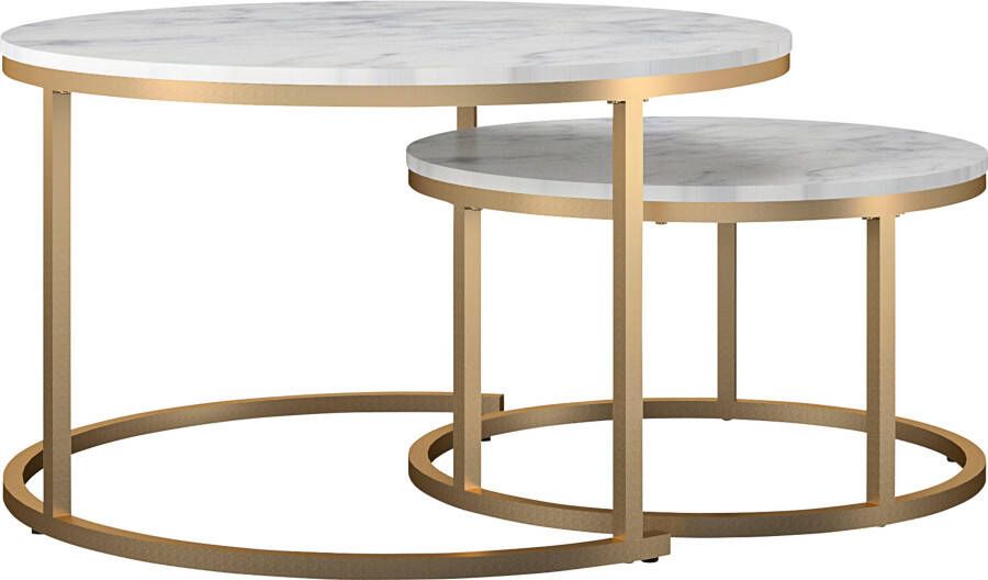 CosmoLiving by Cosmopolitan Salontafel Amelia 2 delig tafelblad van mdf bronskleurig onderstel van metaal - Foto 5